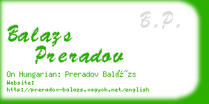 balazs preradov business card